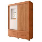 Armario Sereno de 136.2 cm con Puerta Corrediza, Espejo y 2 Gavetas Color Café y Beige