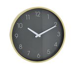 Reloj de Pared de 30 cm Diseño Minimalista Color Negro con Marco Dorado