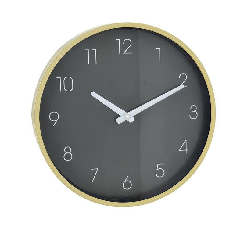 Reloj de Pared de 30 cm Diseño Minimalista Color Negro con Marco Dorado