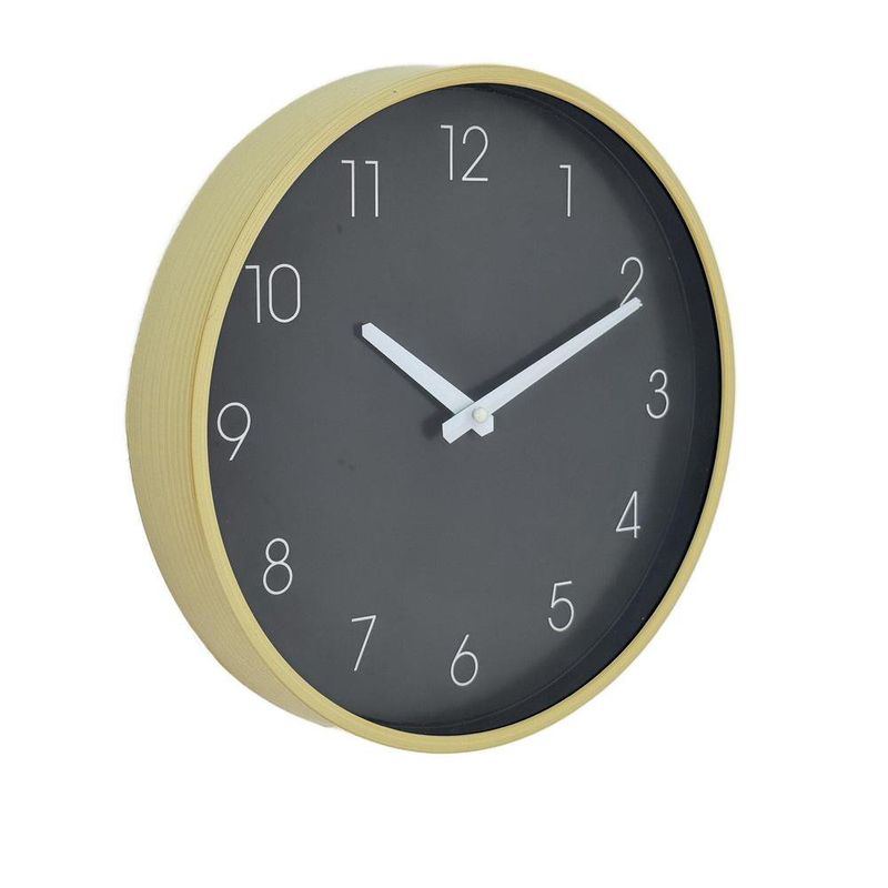 Reloj de Pared de 30 cm Diseño Minimalista Color Negro con Marco Dorado