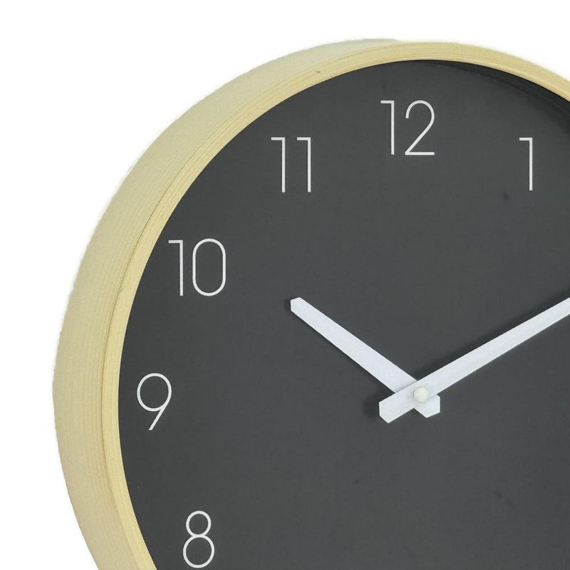 Reloj de Pared de 30 cm Diseño Minimalista Color Negro con Marco Dorado