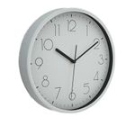 Reloj de Pared de 30 cm Diseño Minimalista Color Blanco con Marco Plateado