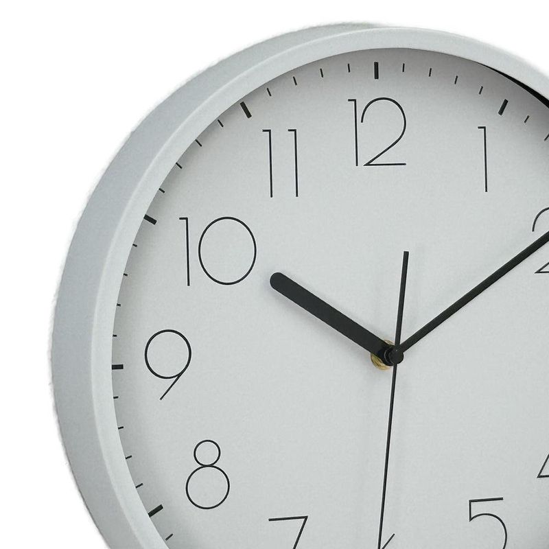 Reloj de Pared de 30 cm Diseño Minimalista Color Blanco con Marco Plateado