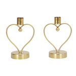 Set de 2 Candeleros Dorados de Corazón para Vela