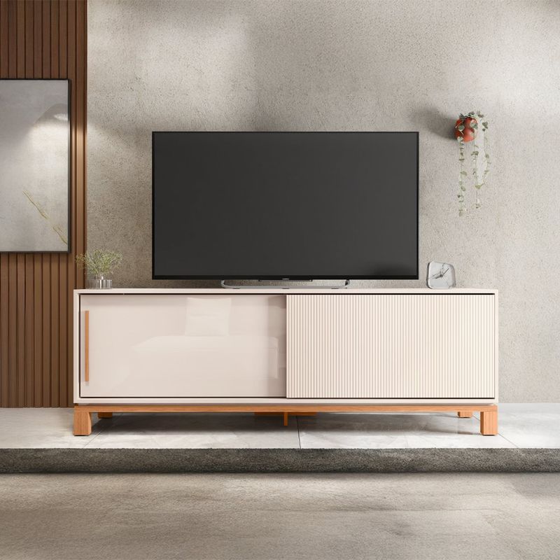 Rack para TV Mondrian de 179.4 cm con Puerta Corrediza Color Beige y Madera
