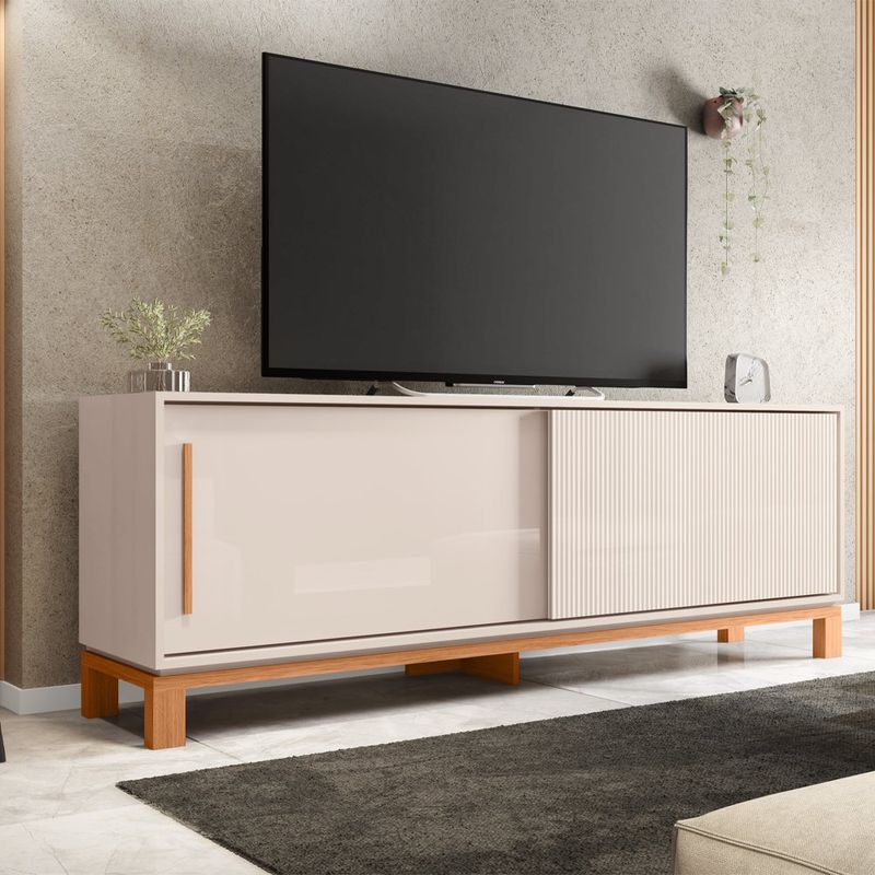 Rack para TV Mondrian de 179.4 cm con Puerta Corrediza Color Beige y Madera