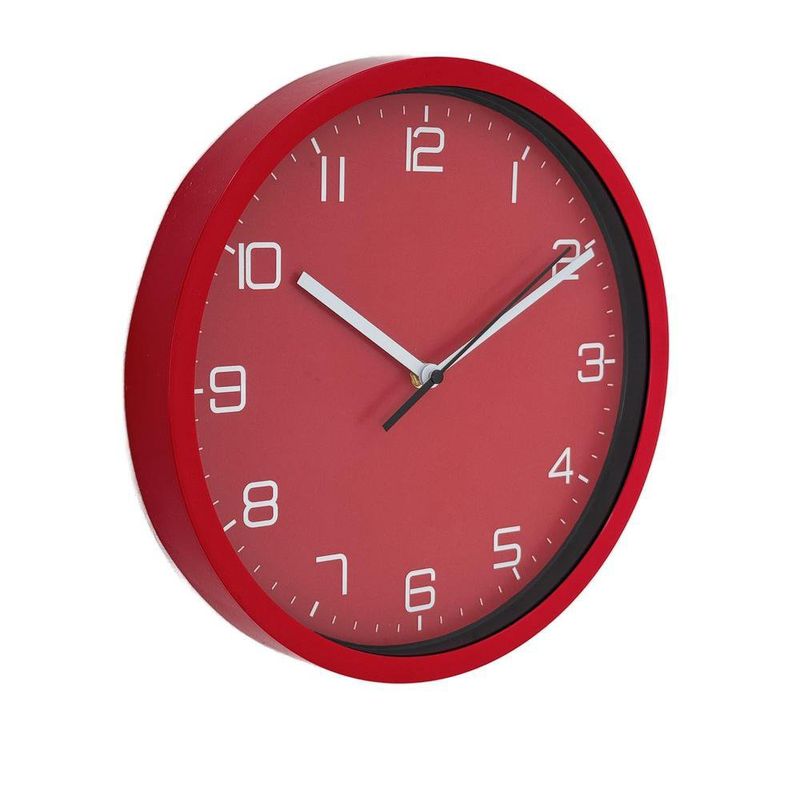 Reloj de Pared de 30 cm Diseño Minimalista Color Rojo con Números Blancos