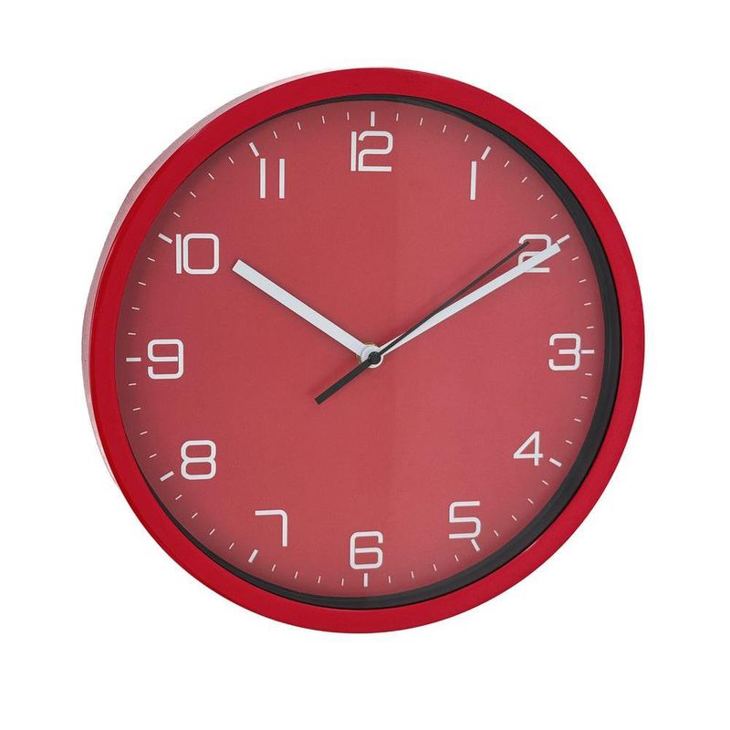 Reloj de Pared de 30 cm Diseño Minimalista Color Rojo con Números Blancos