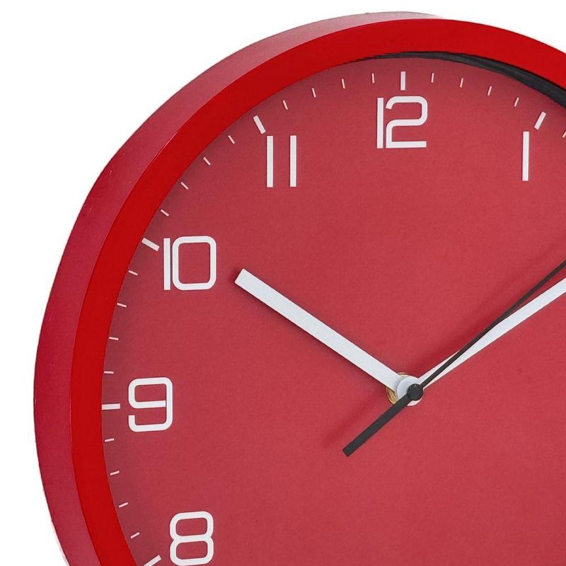 Reloj de Pared de 30 cm Diseño Minimalista Color Rojo con Números Blancos