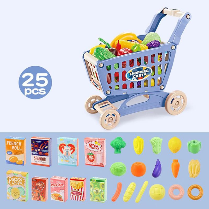 Carrito de Supermercado de Juguete con Accesorios para Niños 25 Piezas Multicolor