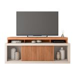 Rack para TV Aegon de 180 cm con Estantes Abiertos y Puertas Corredizas Color Beige y Madera