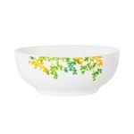 Vajilla de 12 Piezas de Vidrio Opal Color Blanco con Diseño de Hojas Verdes