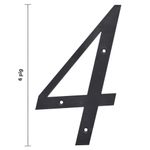 Número 4 para Identificación de Casa Material Plástico Color Negro de 6 Plg