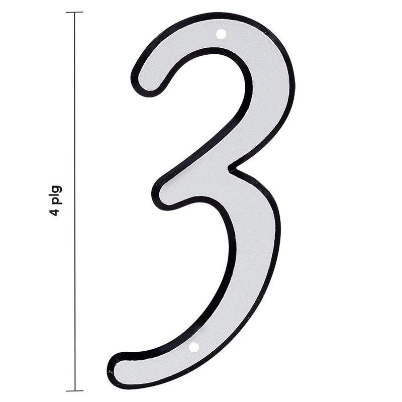Número 3 para Identificación de Casa Reflectante de 4 Plg