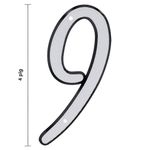 Número 9 para Identificación de Casa Material Reflectante de 4 Plg