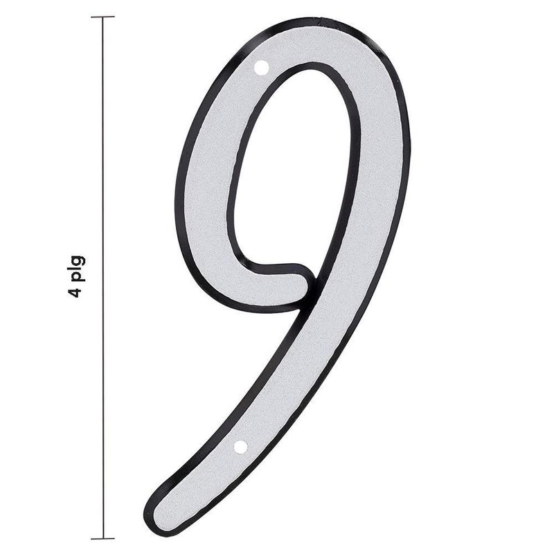 Número 9 para Identificación de Casa Material Reflectante de 4 Plg