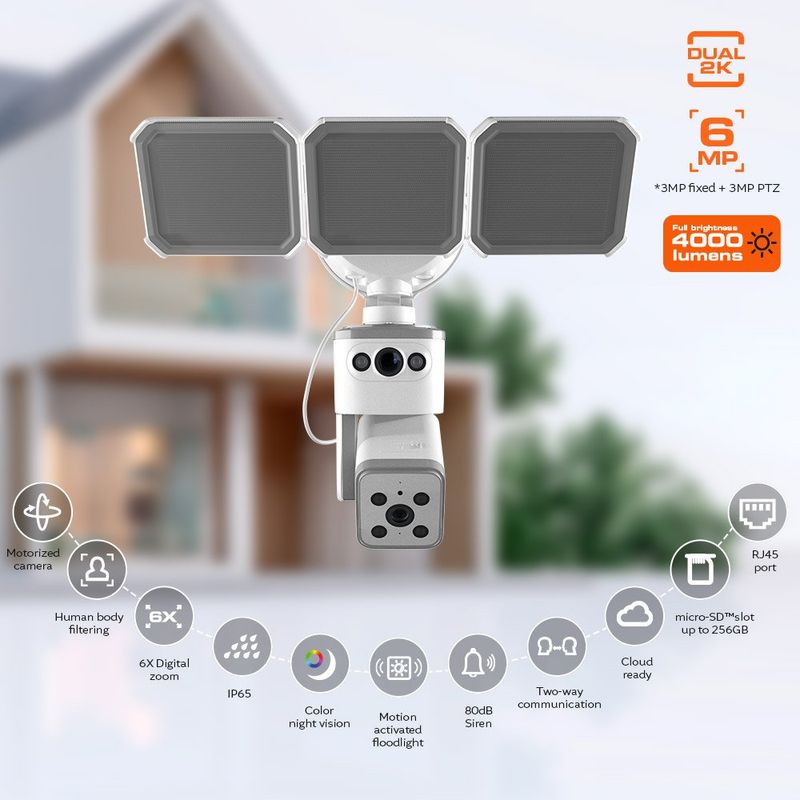 Camara Exterior Doble Lente con Reflector PTZ