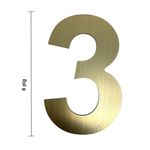 Número 3 para Identificación de Casa Color Dorado de 6 Plg
