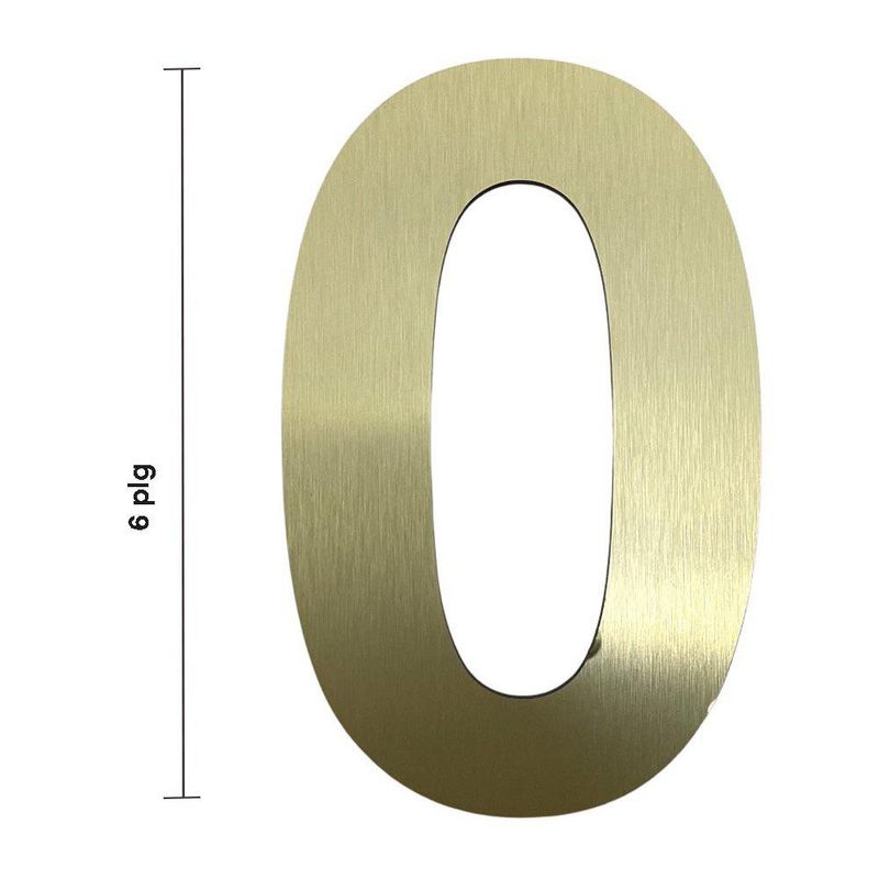 Número 0 para Identificación de Casa Color Dorado de 6 Plg