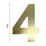 Número 4 para Identificación de Casa Material Metálico Color Dorado de 6 Plg
