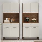 Gabinete de Cocina Cris con 4 Puertas y 1 Gaveta de 170 x 74 x 36 cm Color Beige y Blanco