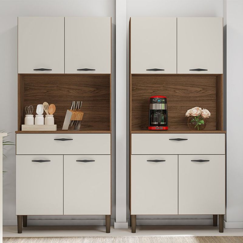 Gabinete de Cocina Cris con 4 Puertas y 1 Gaveta de 170 x 74 x 36 cm Color Beige y Blanco
