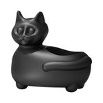Maceta Decorativa Figura de Gato Acostado de 24 cm Color Negro