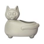 Maceta Decorativa Figura de Gato Acostado de 24 cm Color Blanco