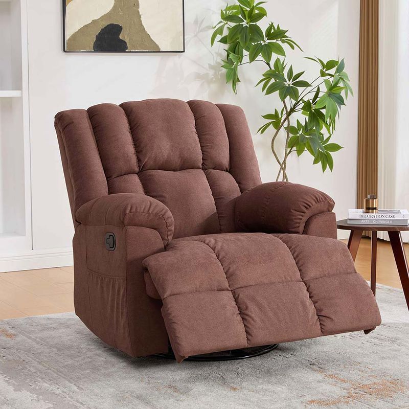 Sillón Reclinable Morton Mecedor Tapizado Color Café para Sala o Descanso