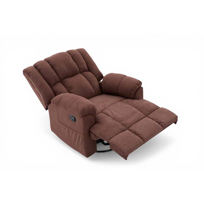 Sillón Reclinable Morton Mecedor Tapizado Color Café para Sala o Descanso