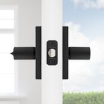 Manija Recta para Dormitorio con Cerradura y Llave Acabado Satinado Color Negro