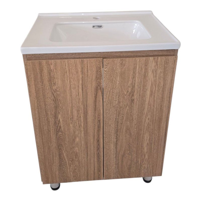 Vanity de Piso MDF con Lavamanos para Baño de 64.5 cm Color Roble Blanco