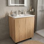 Vanity de Piso MDF con Lavamanos para Baño de 64.5 cm Color Roble Blanco