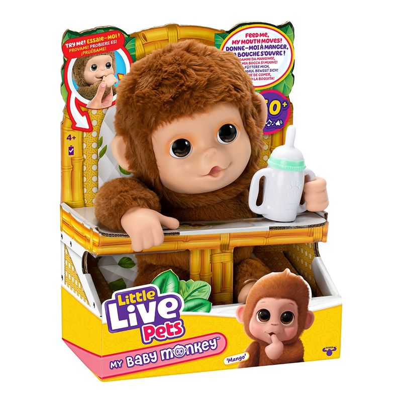 Peluche Interactivo Little Live Pets Baby Monkey Mango con Sonidos