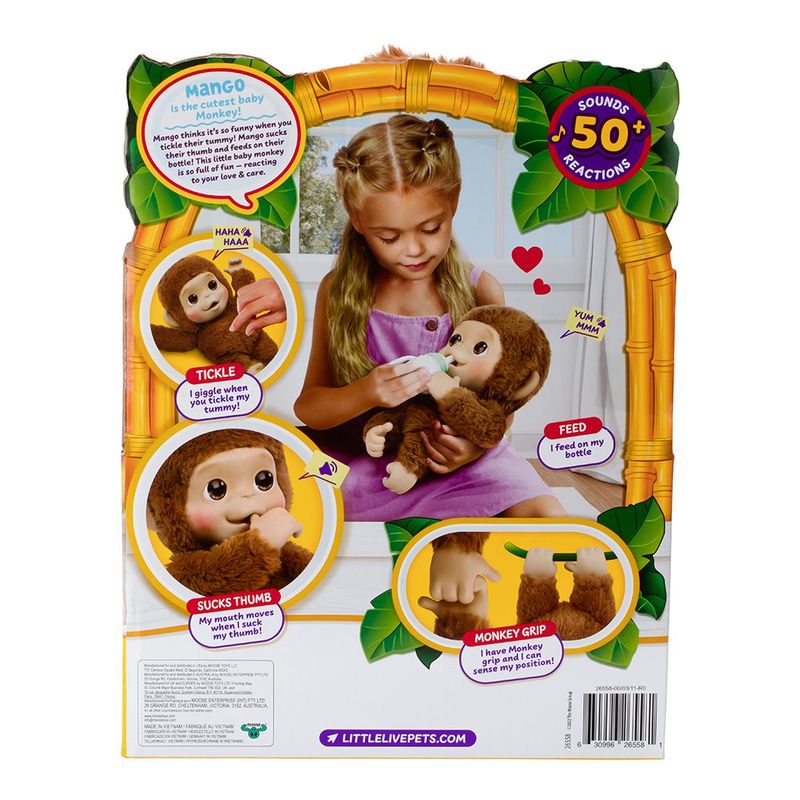 Peluche Interactivo Little Live Pets Baby Monkey Mango con Sonidos