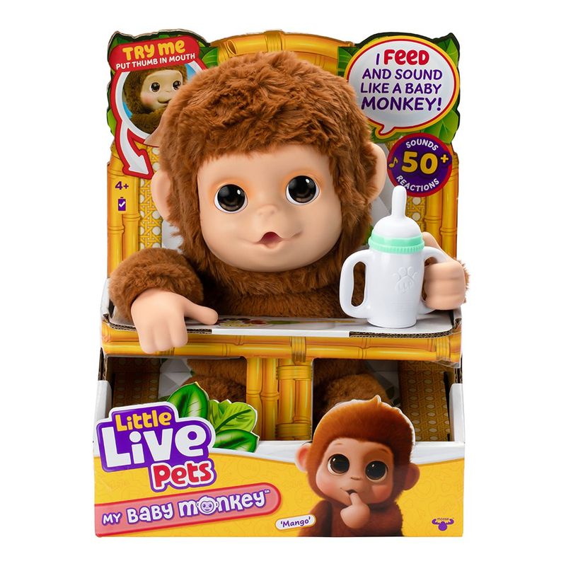 Peluche Interactivo Little Live Pets Baby Monkey Mango con Sonidos