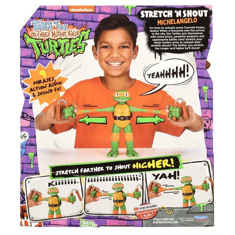 Figura Tortugas Ninja TMNT Michelangelo Stretch N Shout con Sonido
