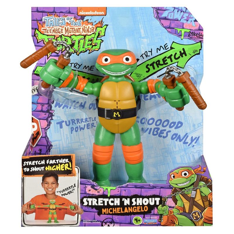 Figura Tortugas Ninja TMNT Michelangelo Stretch N Shout con Sonido