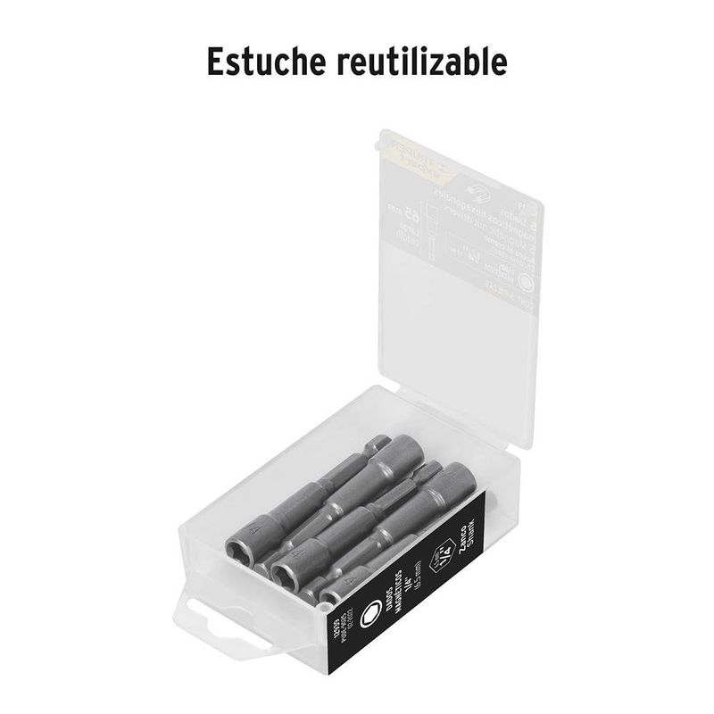 Adaptador Dado Magnético de 1/4 Plg 5 Piezas