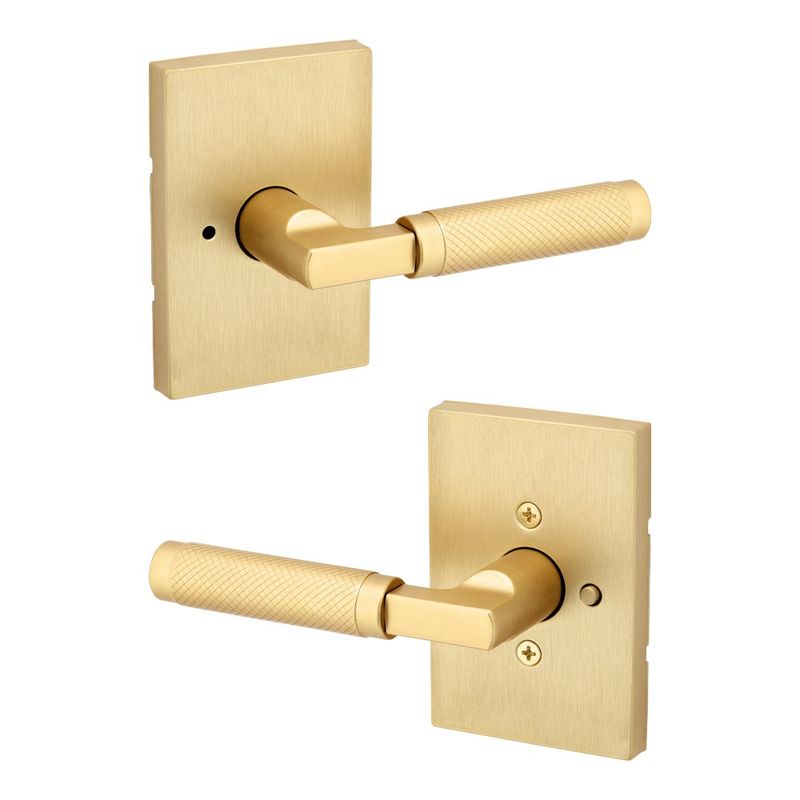 Manija Recta para Baño con Textura Moleteada Acabado Satinado Color Dorado