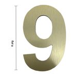 Número 9 para Identificación de Casa Decorativo Color Dorado de 6 Plg