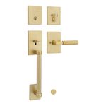 Juego de Entrada Principal con Haladera Recta Moleteada y Cerrojo Color Dorado