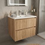 Vanity Aereo MDF con Lavamanos para Baño de 61.5 cm Color Roble Blanco