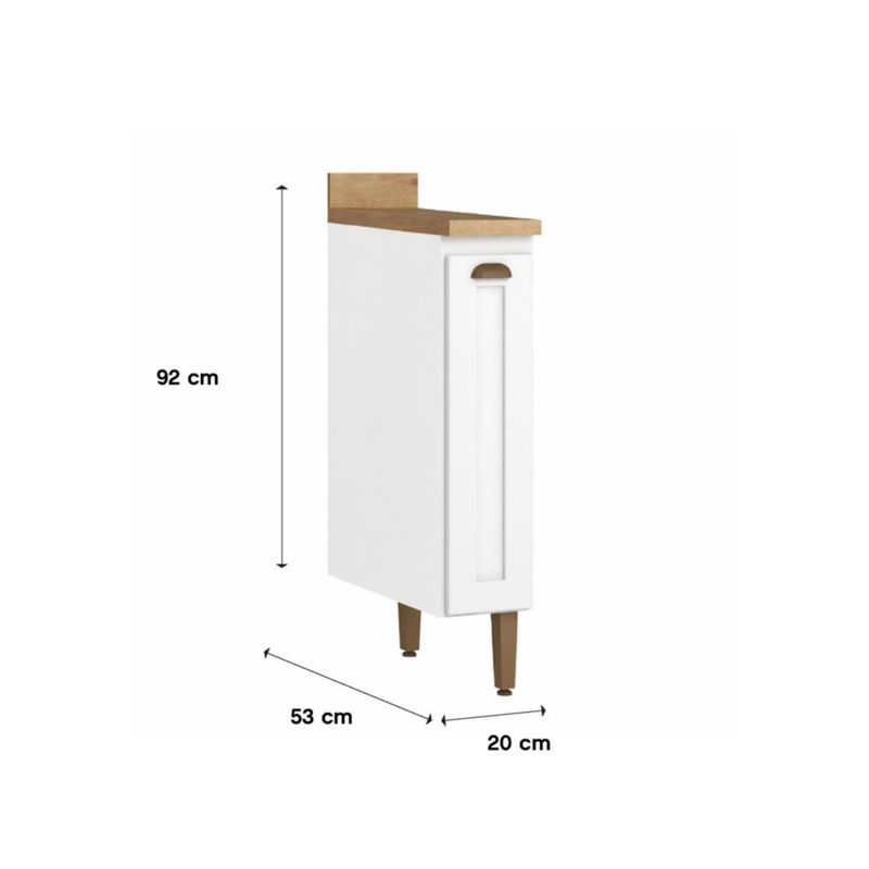 Gabinete Base Classy de 20 cm con 1 Puerta para Cocina en MDF Color Blanco