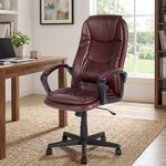 Silla de Oficina con Respaldo Alto y Altura Ajustable 105-115 cm Café