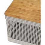 Cesta Grid Plástica con Tapa de Bambú de 20 Litros para Organización Color Beige