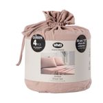 Set de Sábanas King 4 Piezas de Microfibra 95 GSM Color Rosado