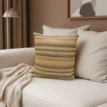Cojín Decorativo Relleno Tipo Tejido Rayas Horizontales 45 x 45 cm Cuadrado Multicolor