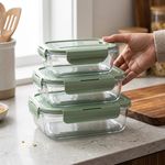 Set de 3 Contenedores Herméticos con Tapadera para Alimentos Color Verde Claro
