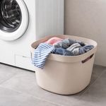 Cesta Cube Flex Plástica de 28 Litros para Organización y Lavandería Color Beige